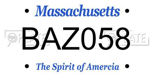 BAZ058 Massachusetts License Plate