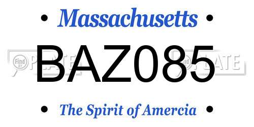 BAZ085 Massachusetts License Plate