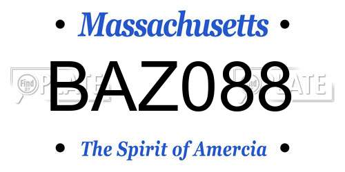 BAZ088 Massachusetts License Plate