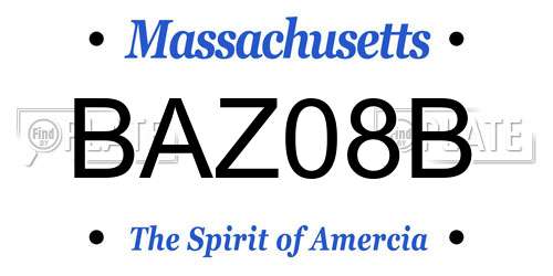 BAZ08B Massachusetts License Plate