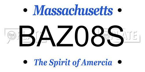 BAZ08S Massachusetts License Plate