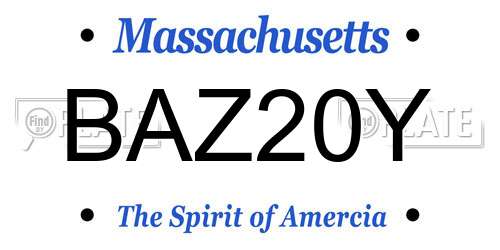 BAZ20Y Massachusetts License Plate