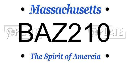 BAZ210 Massachusetts License Plate