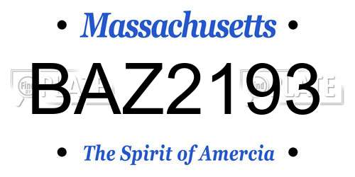 BAZ2193 Massachusetts License Plate