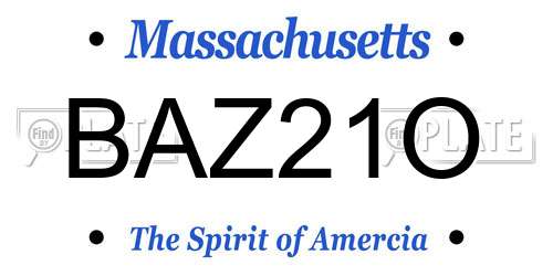 BAZ21O Massachusetts License Plate