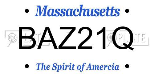 BAZ21Q Massachusetts License Plate