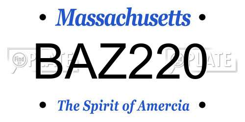 BAZ220 Massachusetts License Plate