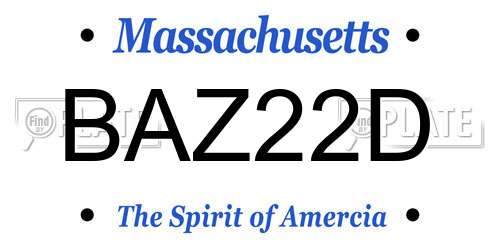 BAZ22D Massachusetts License Plate