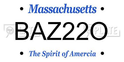 BAZ22O Massachusetts License Plate