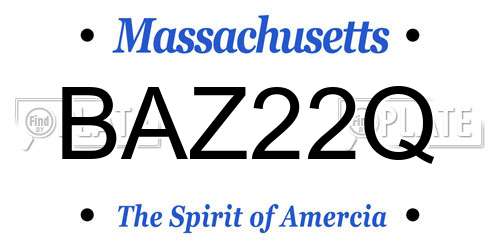 BAZ22Q Massachusetts License Plate