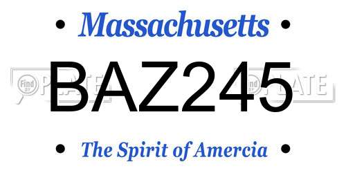 BAZ245 Massachusetts License Plate