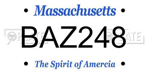 BAZ248 Massachusetts License Plate