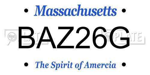BAZ26G Massachusetts License Plate