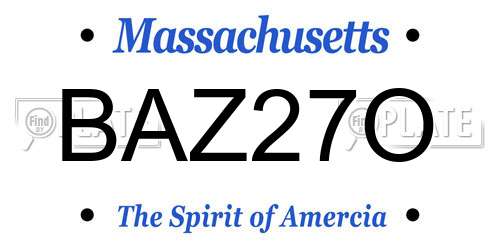 BAZ27O Massachusetts License Plate