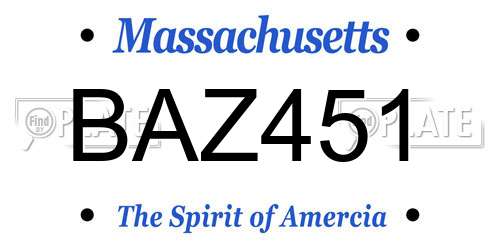 BAZ451 Massachusetts License Plate