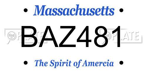 BAZ481 Massachusetts License Plate