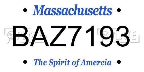 BAZ7193 Massachusetts License Plate
