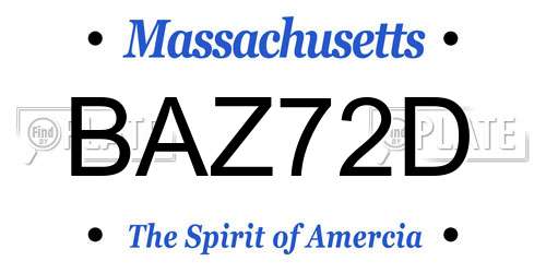 BAZ72D Massachusetts License Plate