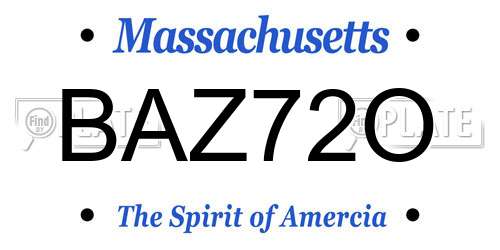 BAZ72O Massachusetts License Plate
