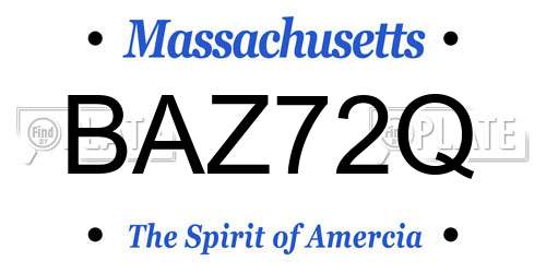 BAZ72Q Massachusetts License Plate