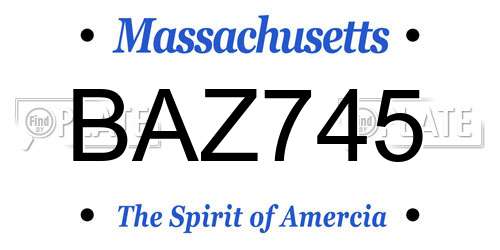 BAZ745 Massachusetts License Plate