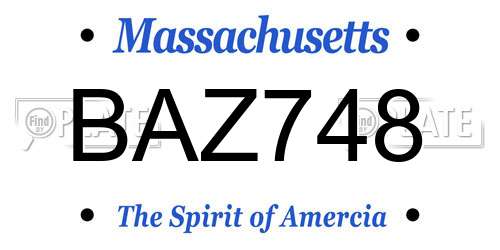 BAZ748 Massachusetts License Plate