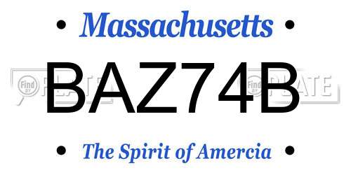 BAZ74B Massachusetts License Plate