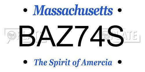 BAZ74S Massachusetts License Plate
