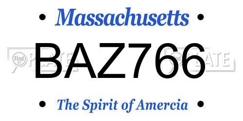BAZ766 Massachusetts License Plate