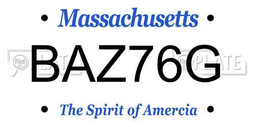 BAZ76G Massachusetts License Plate