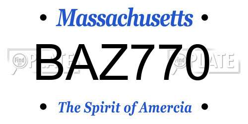 BAZ770 Massachusetts License Plate