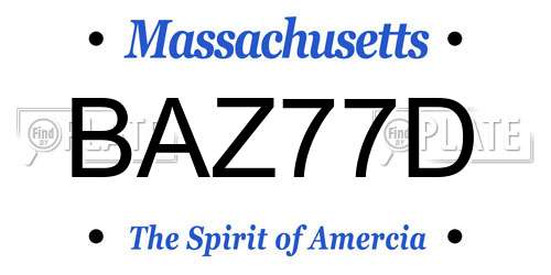 BAZ77D Massachusetts License Plate