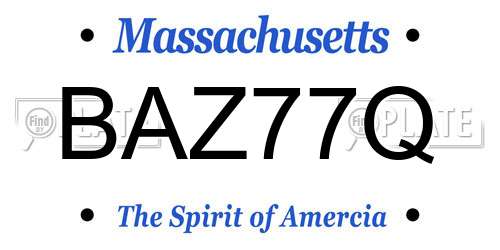 BAZ77Q Massachusetts License Plate