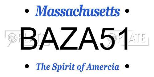 BAZA51 Massachusetts License Plate