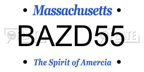 BAZD55 Massachusetts License Plate