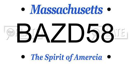 BAZD58 Massachusetts License Plate