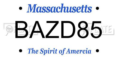 BAZD85 Massachusetts License Plate