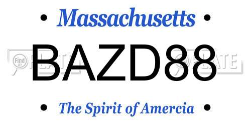 BAZD88 Massachusetts License Plate