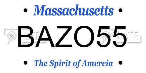 BAZO55 Massachusetts License Plate