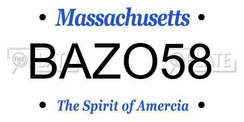 BAZO58 Massachusetts License Plate