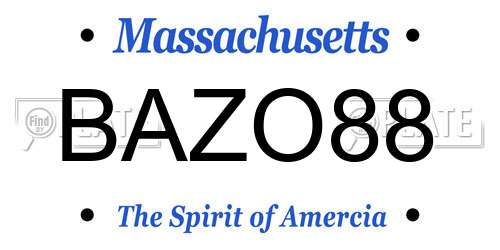 BAZO88 Massachusetts License Plate