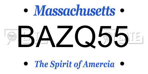 BAZQ55 Massachusetts License Plate