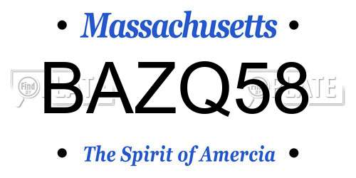 BAZQ58 Massachusetts License Plate