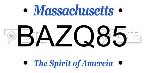 BAZQ85 Massachusetts License Plate