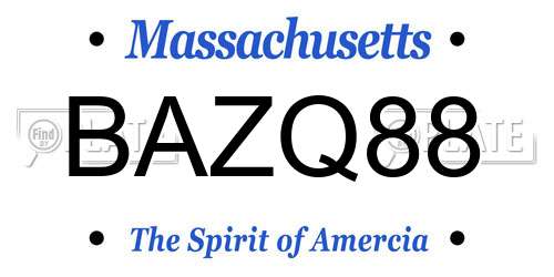 BAZQ88 Massachusetts License Plate