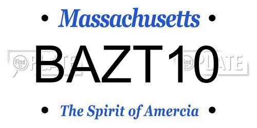 BAZT10 Massachusetts License Plate