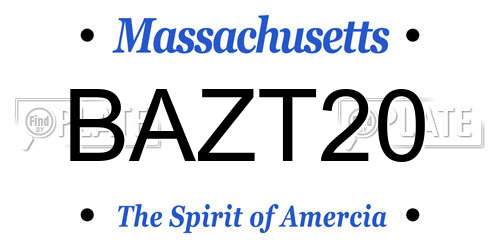 BAZT20 Massachusetts License Plate