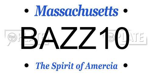 BAZZ10 Massachusetts License Plate