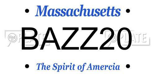 BAZZ20 Massachusetts License Plate