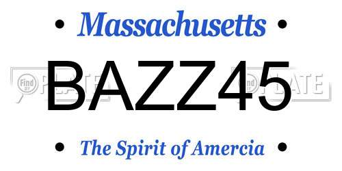 BAZZ45 Massachusetts License Plate